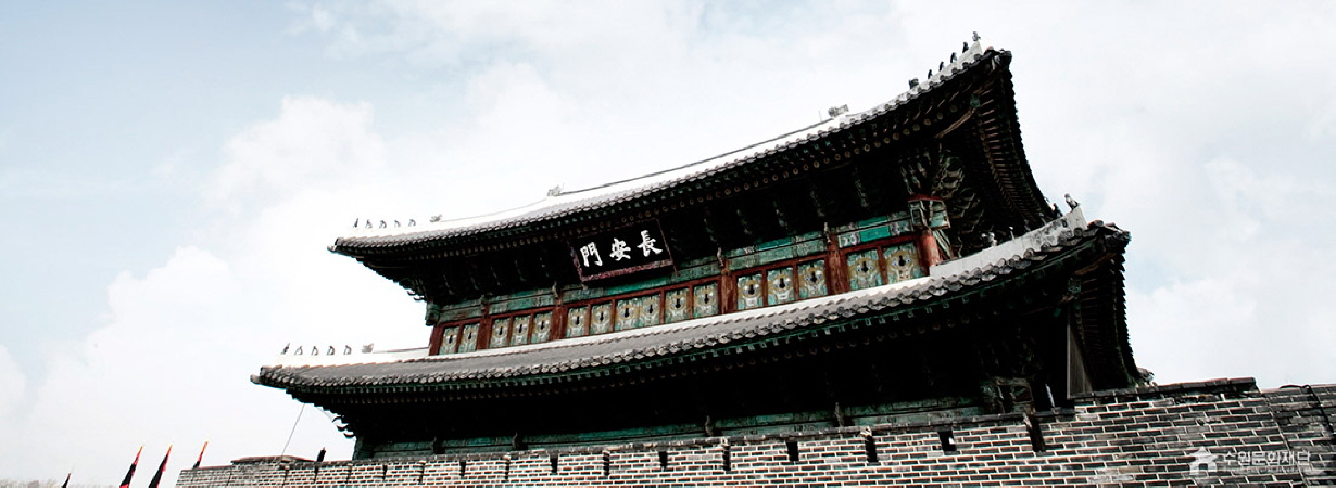 수원화성 정면 올려다본 사진